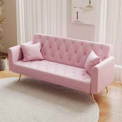 Canapé-lit 71 po convertible, canapé-lit en velours American Retro pour petits salons, chambres et bureaux