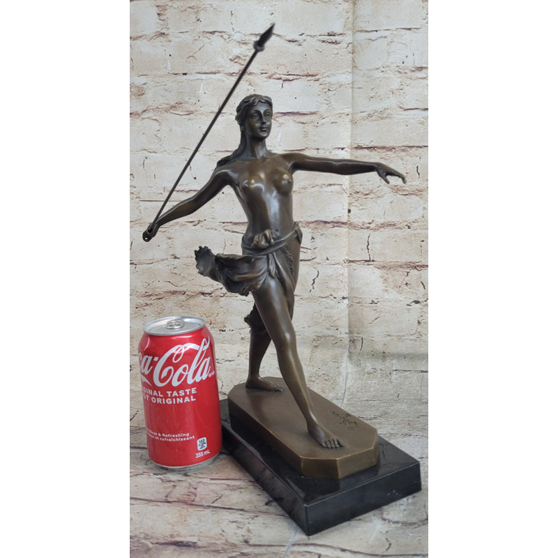 Diana la chasseresse Némorensis Artémis avec statue de bronze en bronze d'après R. Leger