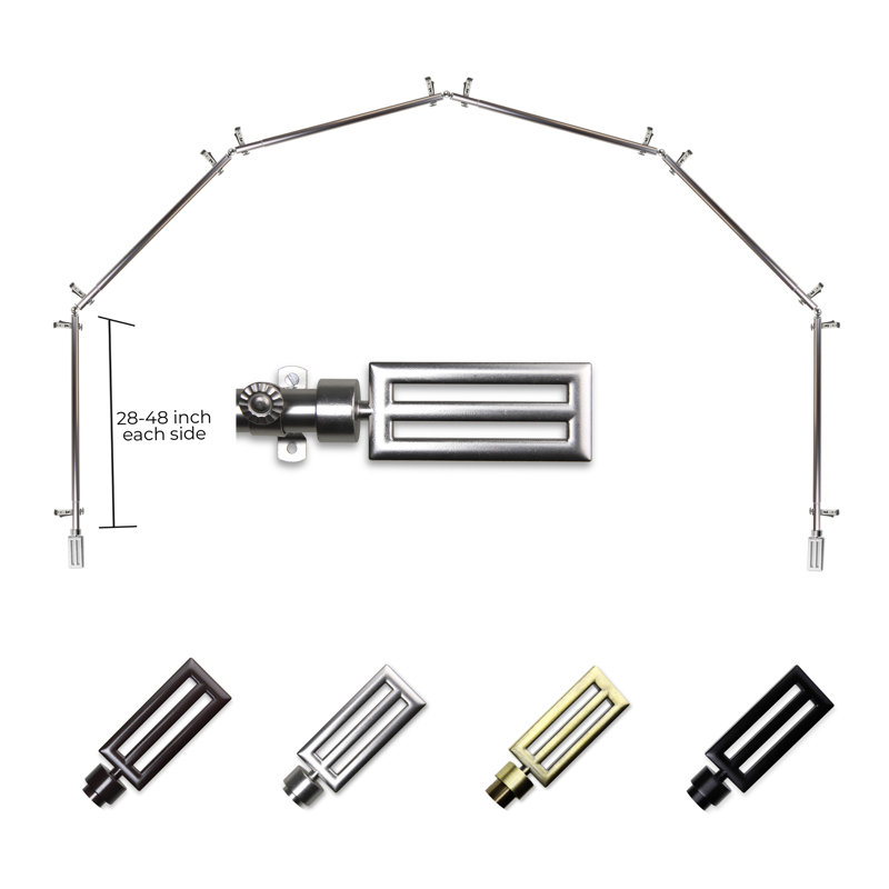 Tringle à rideaux simple réglable 0,81 po Syracuse, Nickel satiné, 28 po à 48 po (chaque côté)