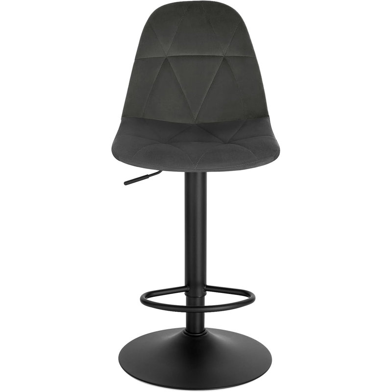 Marcien Swivel Upholstered Adjustable Height Counter Stool with Metal Frame, Dark Grey