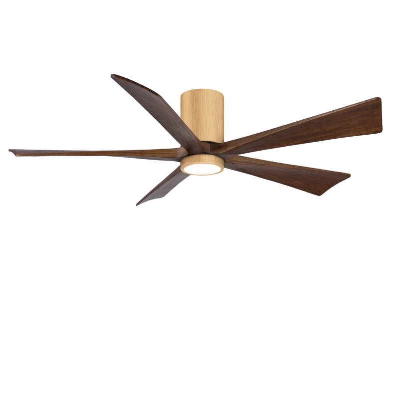 Ventilateur de plafond à 5 pales DEL avec ensemble d'éclairage inclus Irene, Érable clair, 60", Ton noyer