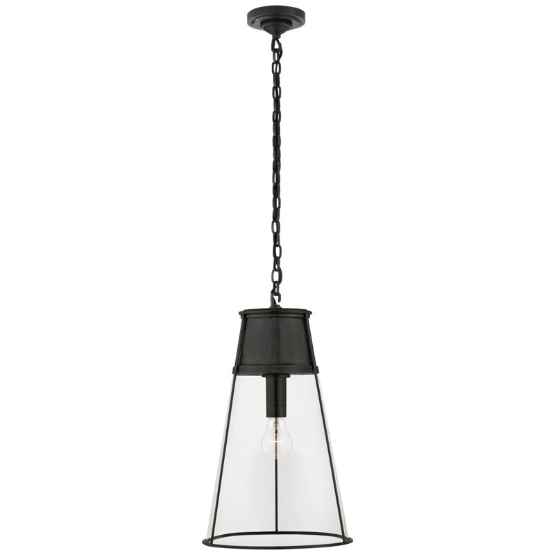 Thomas O'Brien Robinson Small Pendant, 19.5" H x 11.75" W x 11.75" D, Clear, Black