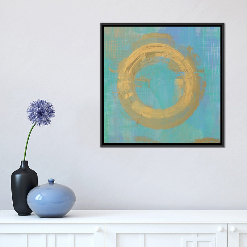 Doré cercles ii, reproduction d’art sur toile tendue, H 26 po x l 26 po x P 1,5 po, Toile encadrée noire, Pas de tapis