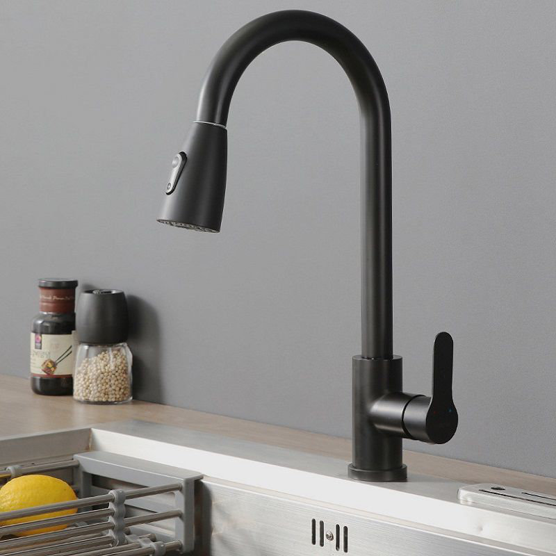 Robinet de cuisine avec pulvérisateur rétractable Juno, Noir