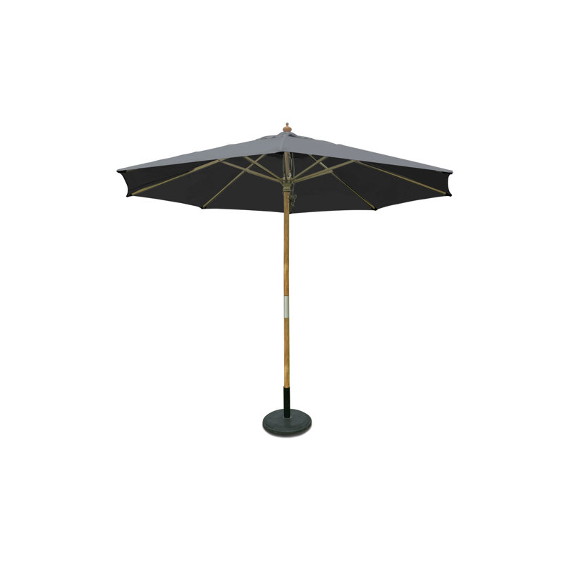 Wooden, Market , Garden, Patio Round Umbrella, 245cm H x 250cm W x 250cm D, Dark Grey