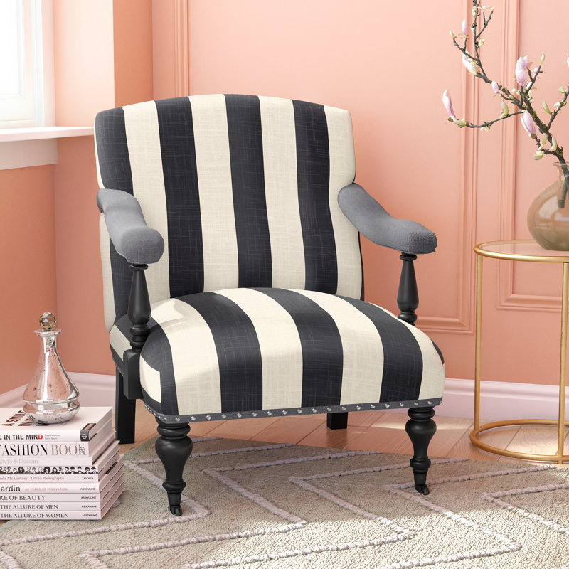 Upholstered Armchair, Charcoal/White Polyester Blend