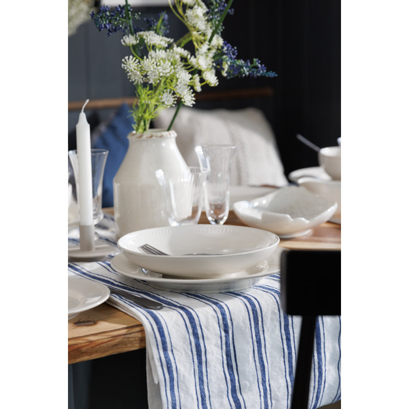Mikasa Navy Stripe Cotton and Linen Table Runner, 230 x 34cm