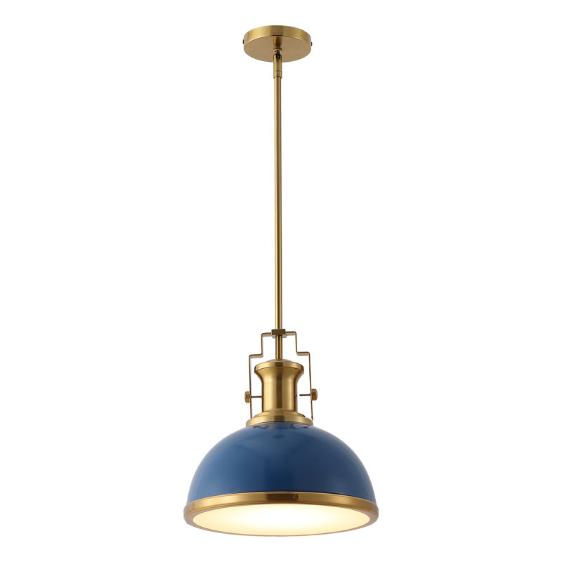 Staub 1 - Light Single Bell Pendant, 13.5" H x 13" W x 13" D, Brass Gold/Navy