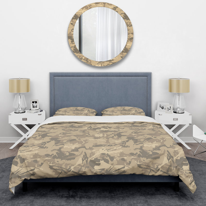 Camouflage brun et beige - ensemble de housse de couette abstrait - microfibre de polyester