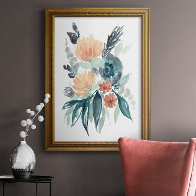 Teal & Peach Bouquet I - reproduction d'art sur toile