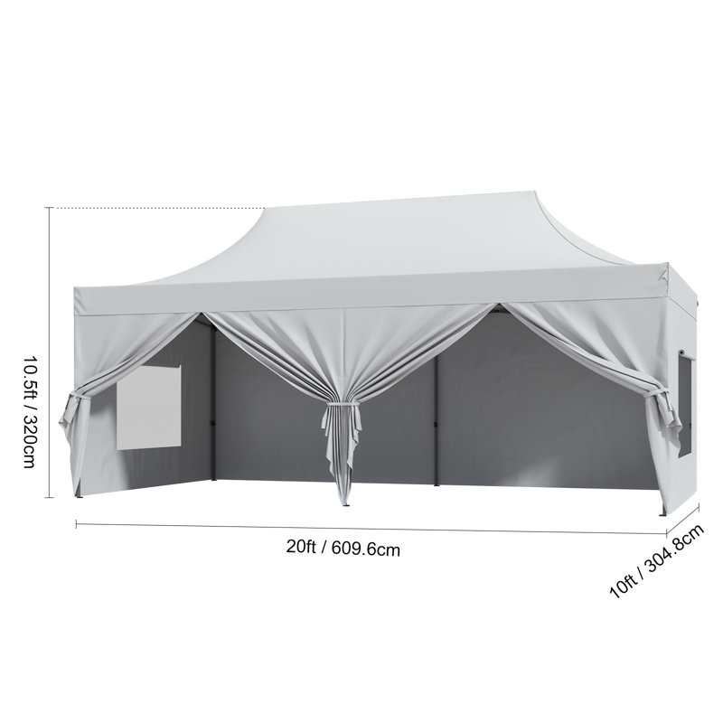 VEVOR 10x20 FT White Pop Up Canopy Tent with Removable Sidewalls