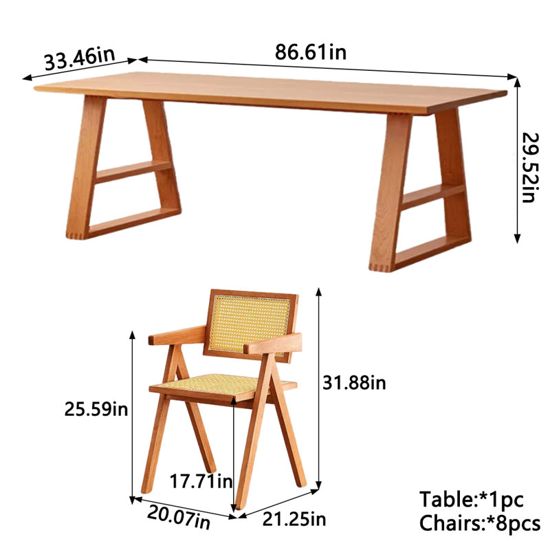 Ensemble de salle à manger rectangulaire l 33,46 po, H 29,52 po x L 86,61 po x l 33,46 po