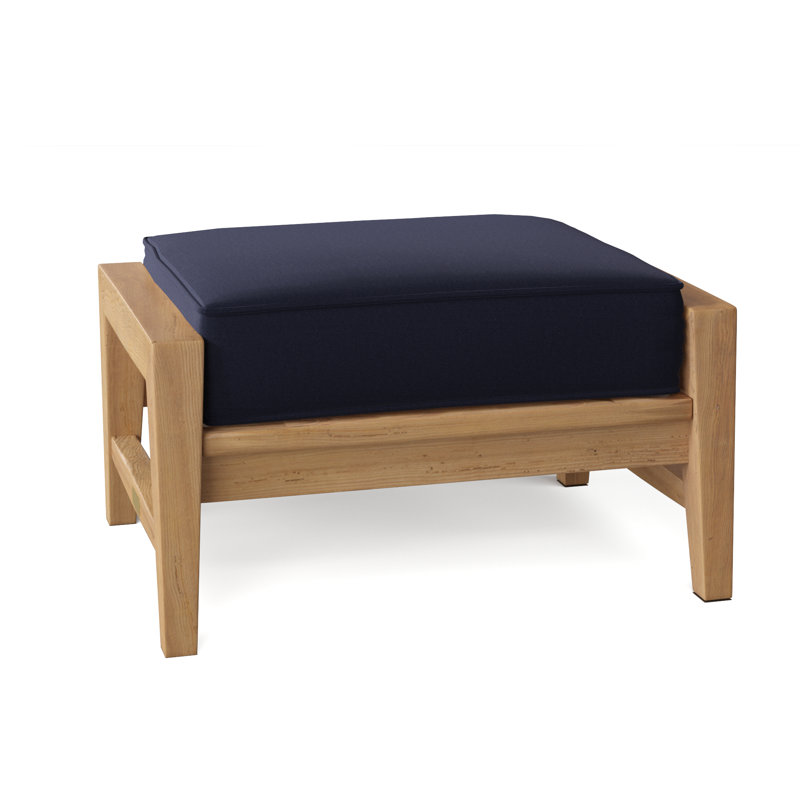 Amalfi Outdoor Teak Ottoman, Canvas Navy Sunbrella® Canvas