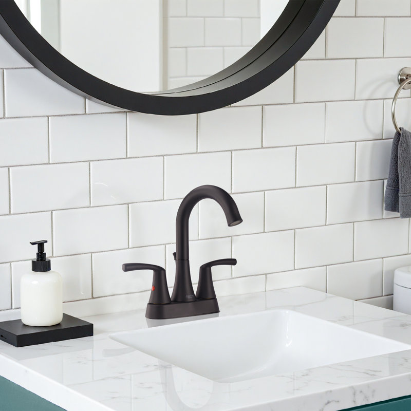 Centerset 2-Handle Bathroom Sink Faucet With Drain Assembly, Matte Black