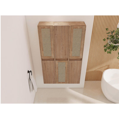 Armoire latérale de salle de bain 36 po, 6 portes à fermeture douce, conception à fixation flottante