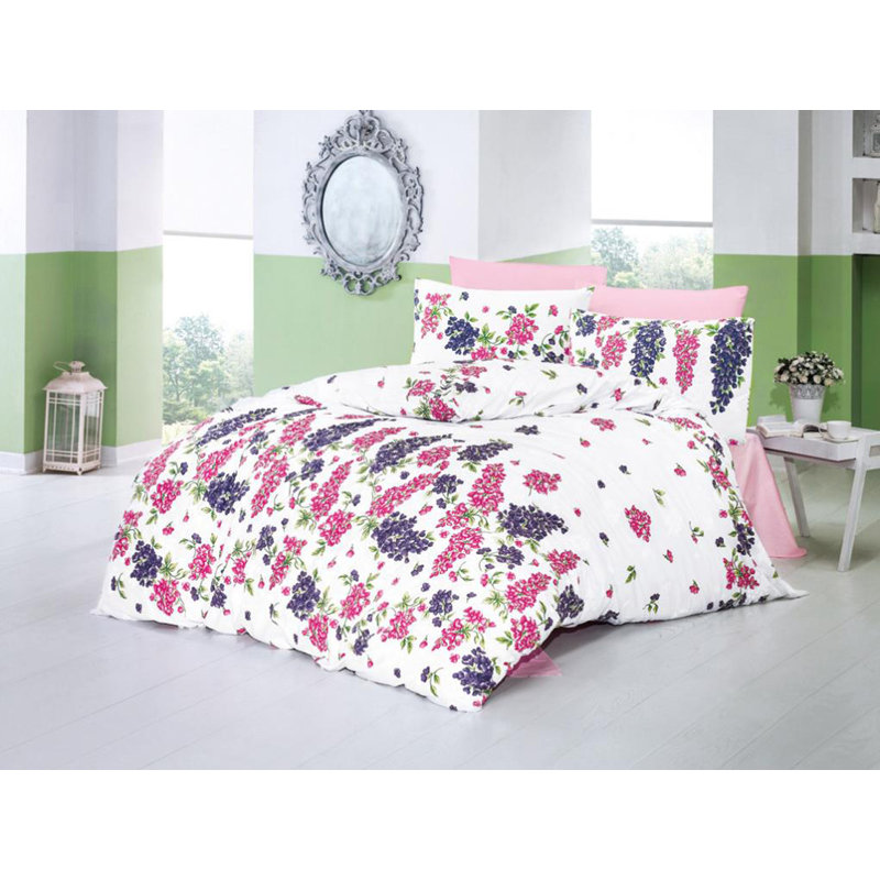 Floral Duvet Cover Set with Pillowcases, 155 x 200 cm - 1 Pillowcase (80 x 80 cm)