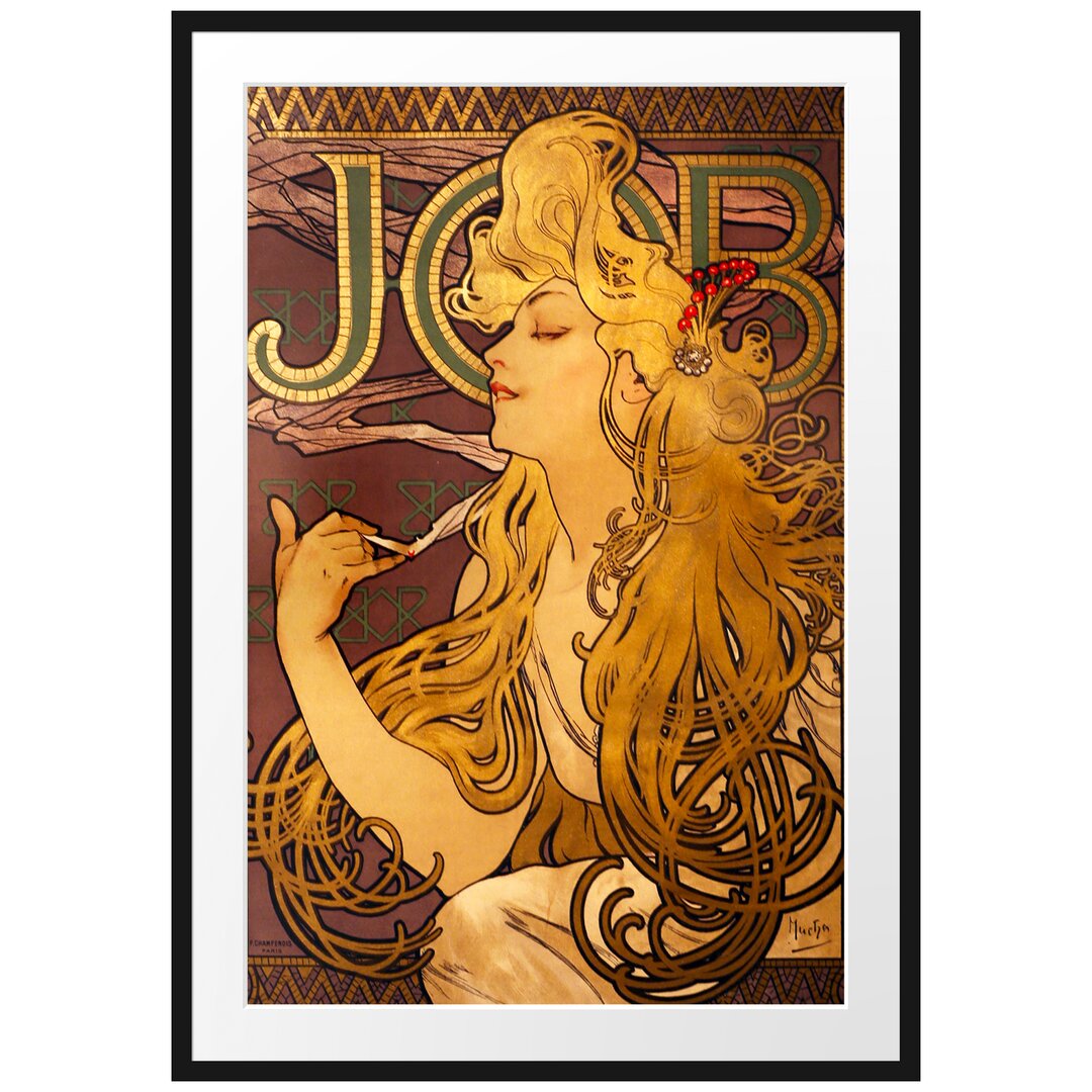 Gerahmter Kunstdruck Job Cigarettes von Alphonse Mucha