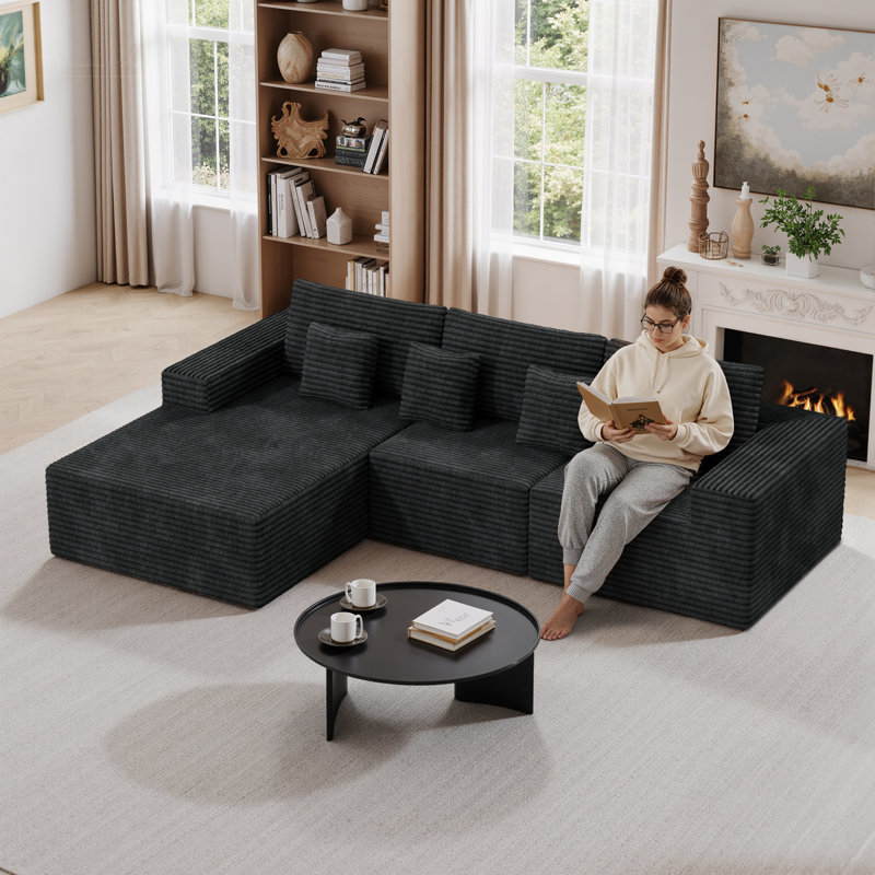 3 Seater Corner Sofa , Black