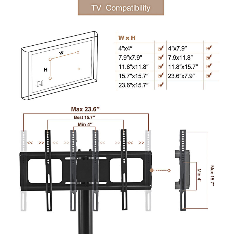 Meuble télé mobile Support pour écrans ACL / plasma pour tablettes multiples