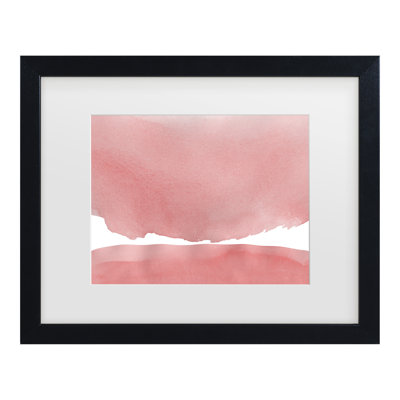 Amini54  Minimal Pink Abstract 04 Landscape Matted Framed Art