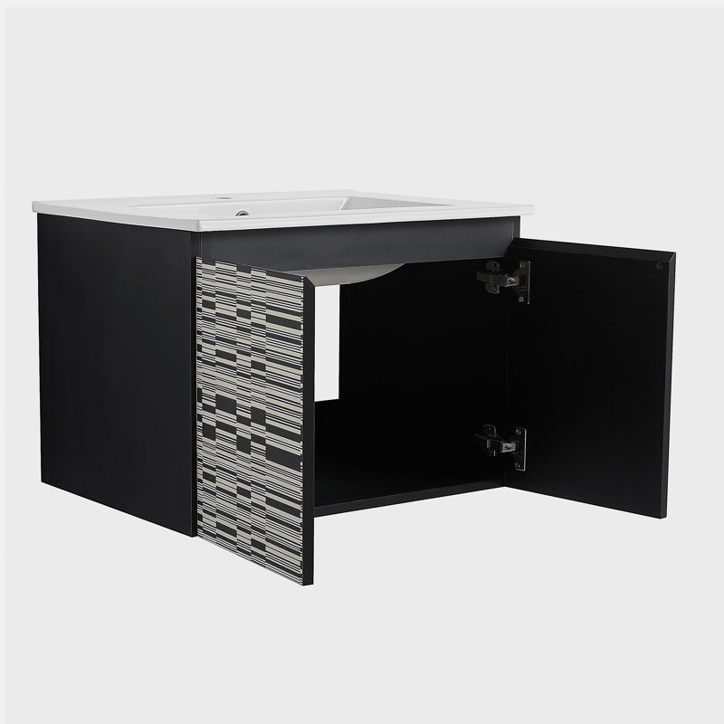 Lavabo mural pour salle de bain avec bol en céramique et porte à fermeture en douceur