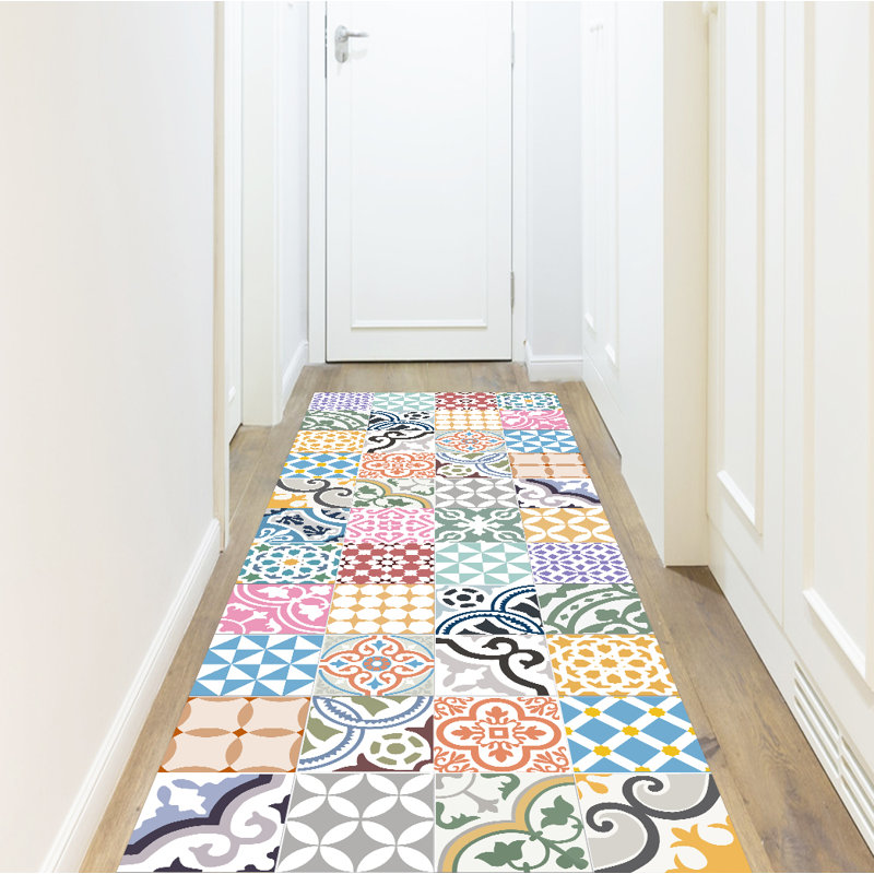 Julia Vinyl Machine Printed Area Rug, Rectangle 2'7.5" x 9'10.1"
