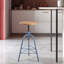 Tabouret de bar à hauteur réglable avec rotation à 360° et assise ronde en bois, structure en métal de style industriel, idéal pour îlot de cuisine, pub, café, bleu, ensemble de 2