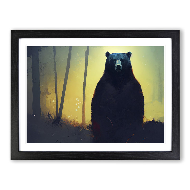 Bear Vol.2 - Single Picture Frame Print, Black, 46cm H x 64cm W x 2cm D