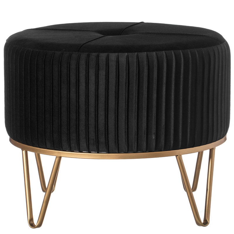 Olando Velvet Ottoman, Black Revolution Performance Fabrics