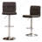 Swivel Faux Leather Adjustable Hydraulic Bar Stool, Set Of 2, Brown-666184385