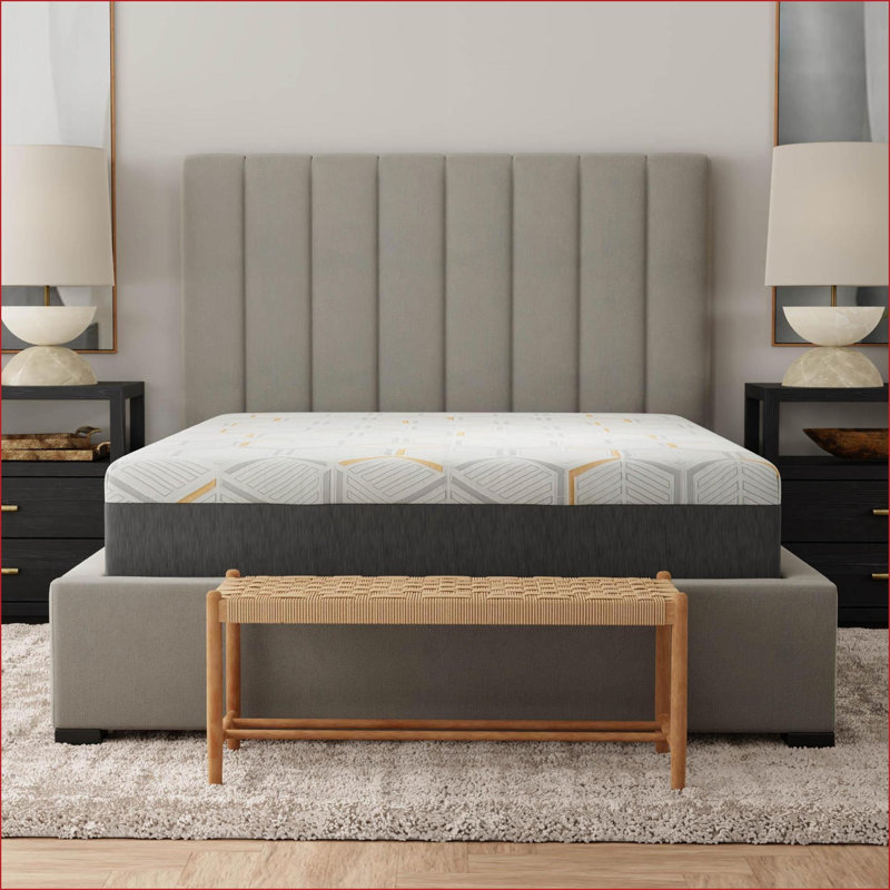 Mattresses: 12" Copper Gel Cooling Memory Foam with Edge Support &amp; Air Grid Base | Grey | Split California King