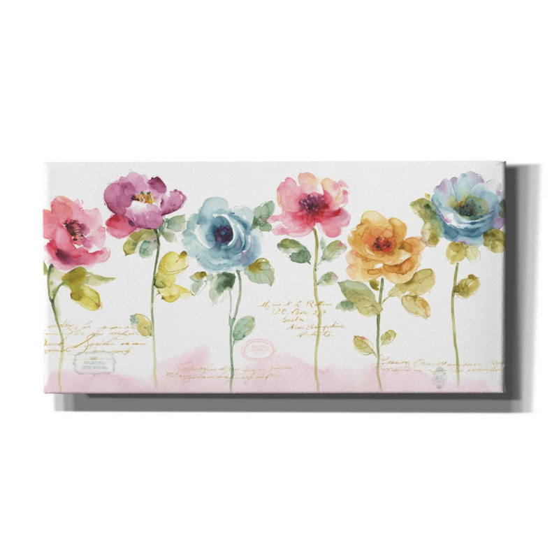 «Rainbow Seeds Loose Floral V» par Lisa Audit, art mural sur toile, H 20 po x l 40 po x P 1,5 po
