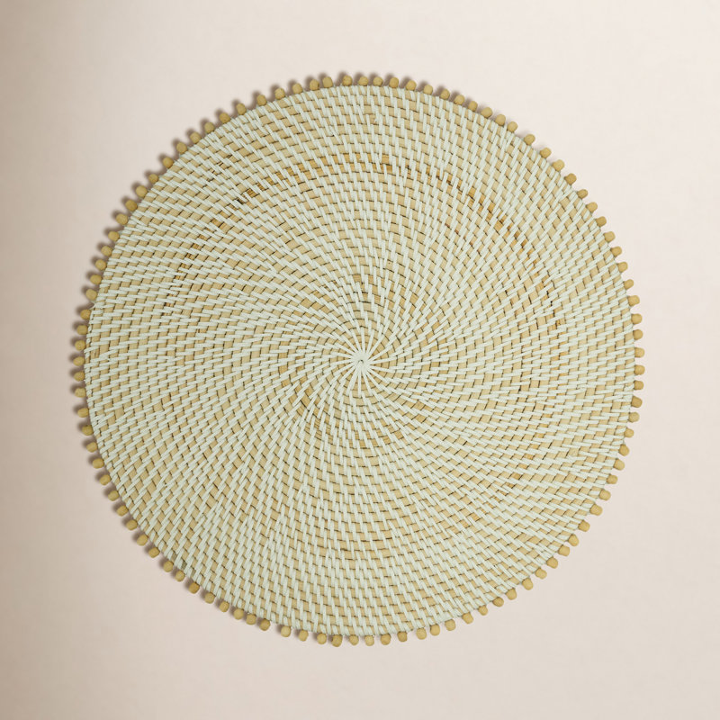 Dempsey Rattan No Pattern Round Placemat, Natural