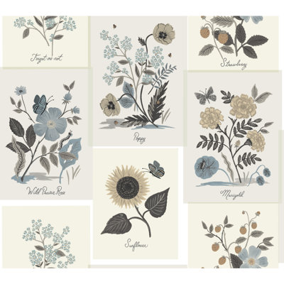 Rouleau de papier peint lisse L 27 po x l 27 po Botanical Prints
