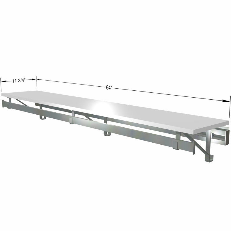 Système de rangement à tablette simple, Blanc, H 8,5 po x l 64 po x P 11,75 po