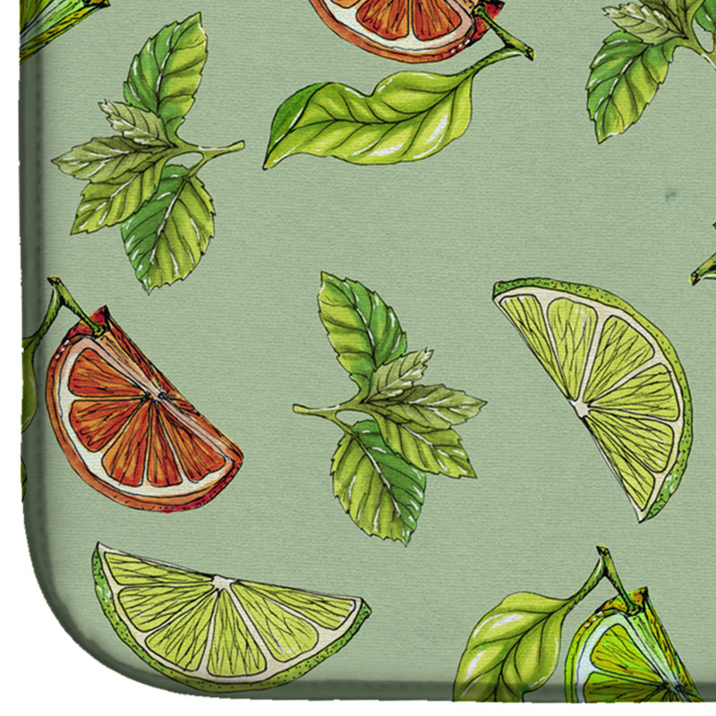 Tapis de séchage citrons, limes et oranges, Vert clair