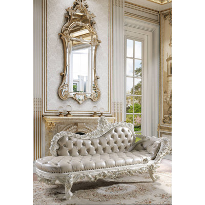 Banc en cuir synthétique beige et blanc antique (assemblé)