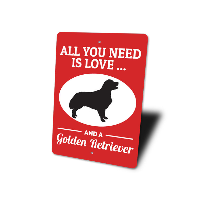 Plaque en aluminium Golden Retriever, H 14 po x l 10 po x P 0,04 po