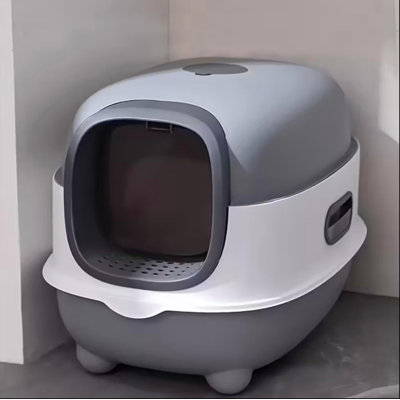 Cat Litter Box with Scoop & Drawer, Enclosed Odourless and Leak-Proof, Indoor Outdoor Use