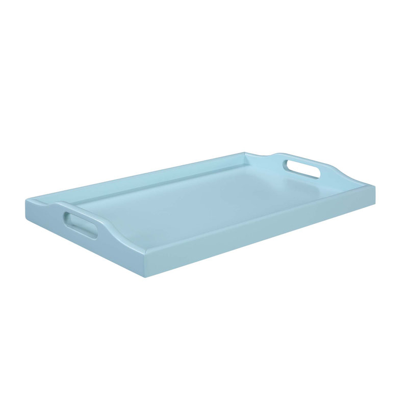 Plateau de service en bois manufacturé Conor avec poignées intégrées, Écume de mer, H 13,75 po x l 22 po x P 3,5 po