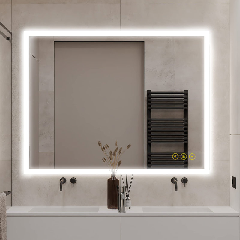 Amirie LED Bathroom Mirror: Versatile Horizontal/Vertical Mounting, Anti-Fog Feature, Adjustable Lighting, Ideal for Your Vanity Setup