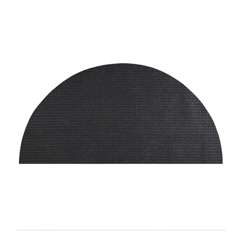 Tapis intérieur / extérieur noir tissé à la machine Estivalis, Demi-cercle 2 pi 9 po x 5 pi 6 po