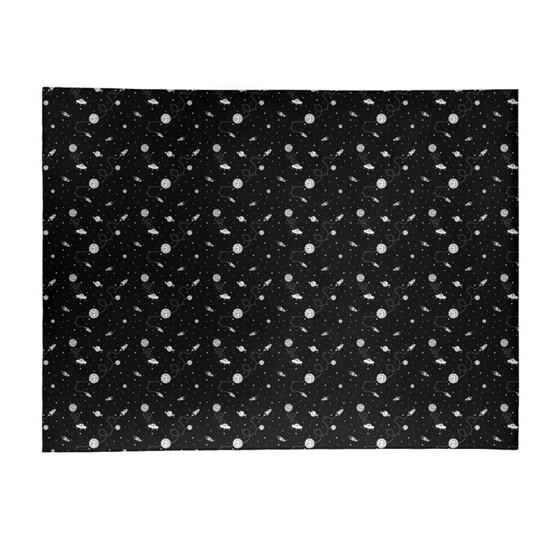 Espace extérieur noir/blanc tapis, Rectangle 9 pi x 12 pi
