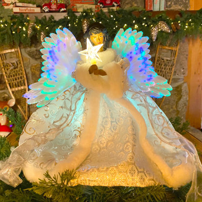 Décoration pour sommet de sapin animé 12 po Nostalgic - Ange noir