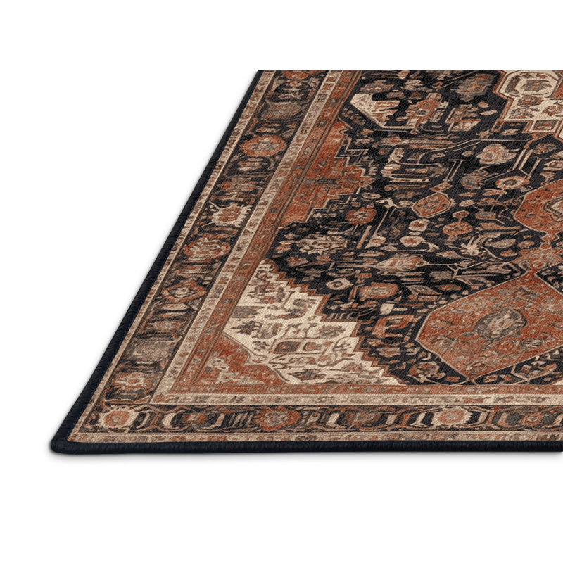 Machine Washable Persian Brown Area Rug, Square 6'