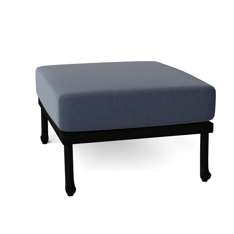 Repose-pieds d'extérieur avec coussin Casa, Sunbrella® Spectrum denim, Noir texturé