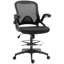 Chaise de dessinateur en filet, chaise de bureau haute avec support lombaire, accoudoirs rabattables, anneau de repose-pieds et siège réglable en hauteur, noir