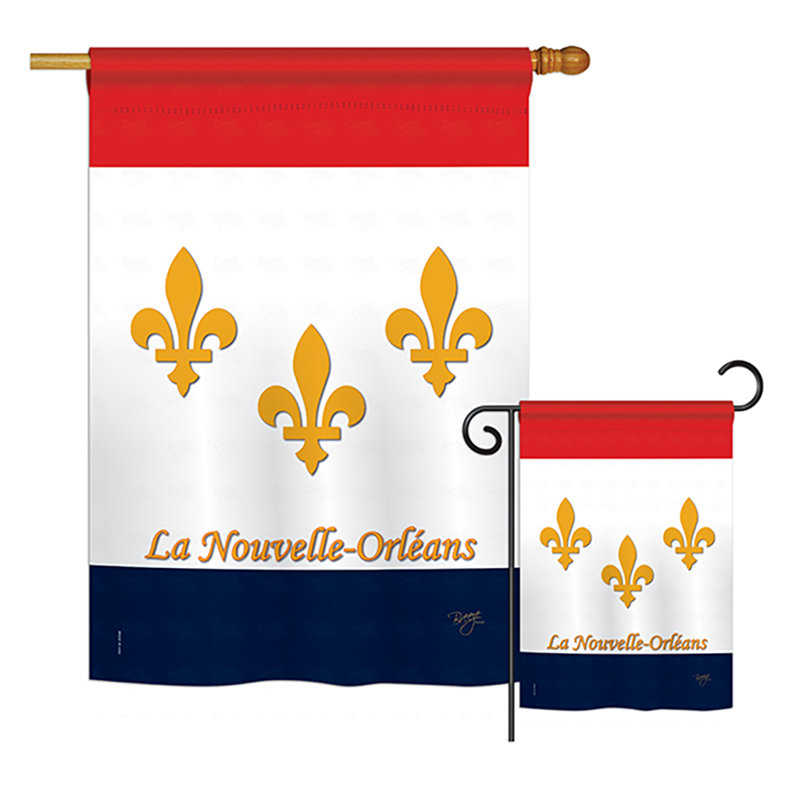 Ensemble de 2 drapeaux en polyester 2 faces fleur de lyss de la nouvelle-orléans