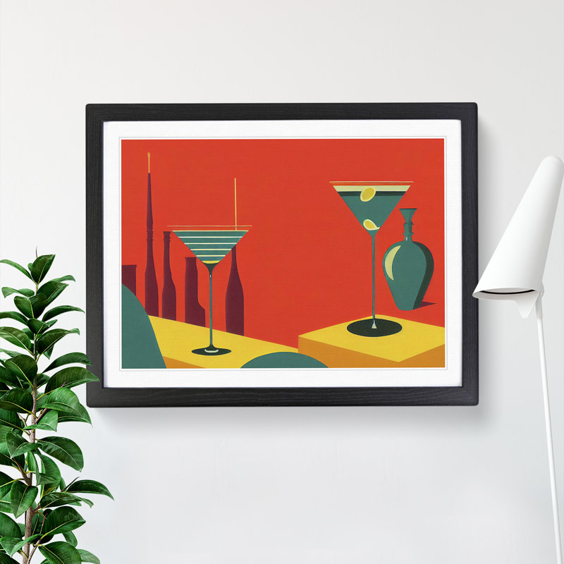 Retro Cocktail Vol.7 - Single Picture Frame Painting, Black Framed, 46cm H x 64cm W x 2cm D