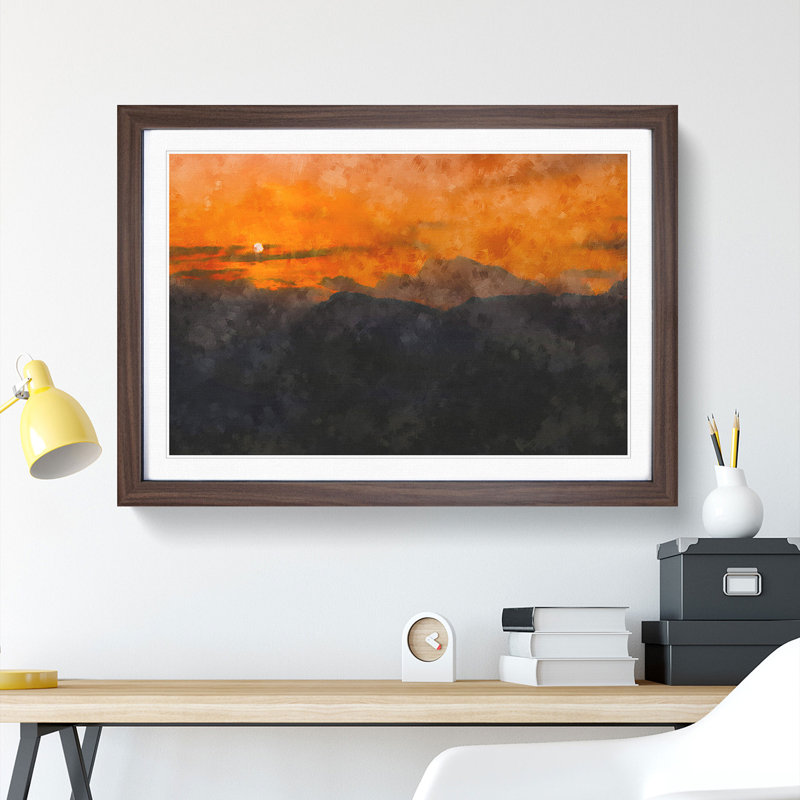 The Sunthe Mountains - Framed Print, 24cm H x 33cm W x 2cm D, Walnut Framed